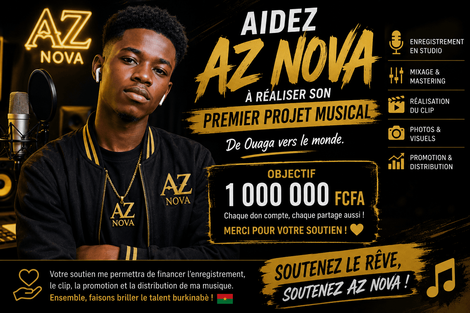 Aidez AZ NOVA à réaliser son premier projet musical 🎵